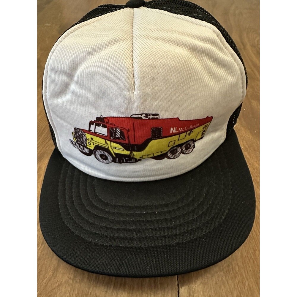 Vintage NL McCullough Oil Well Gas Black Trucker Hat Snapback 1980s 1990s
